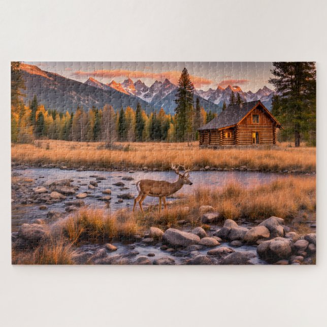 Puzzle Cabine Riverside avec Cerf (Horizontal)