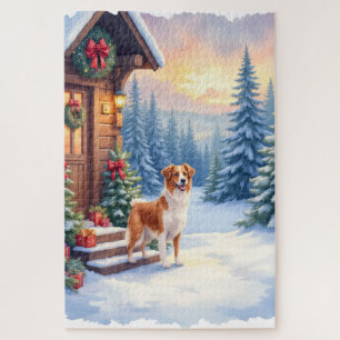 Puzzle Cabine Rustique de Bretagne Noël Art d'Hiver