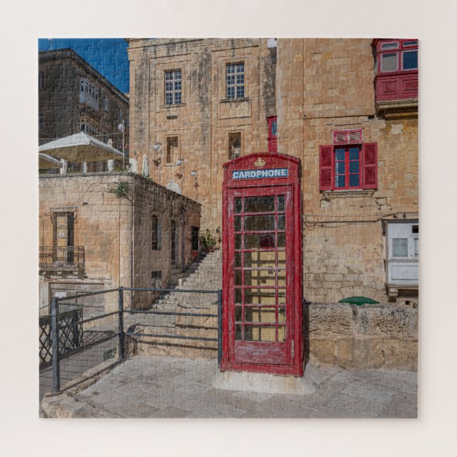 Puzzle Cabine téléphonique rouge à La Valette Malte (Vertical)
