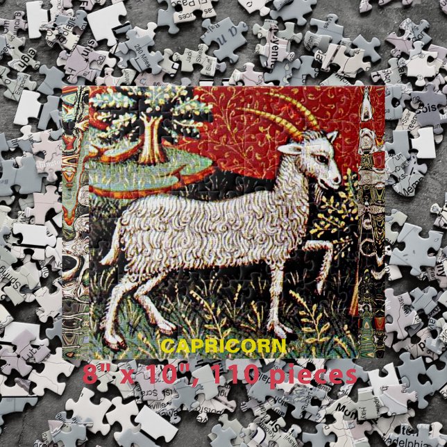 Puzzle Cabricorne la chèvre signe Zodiac fête d'anniversa (Capricorn the Goat Zodiac Sign Birthday Party 8x10 Jigsaw Puzzle)