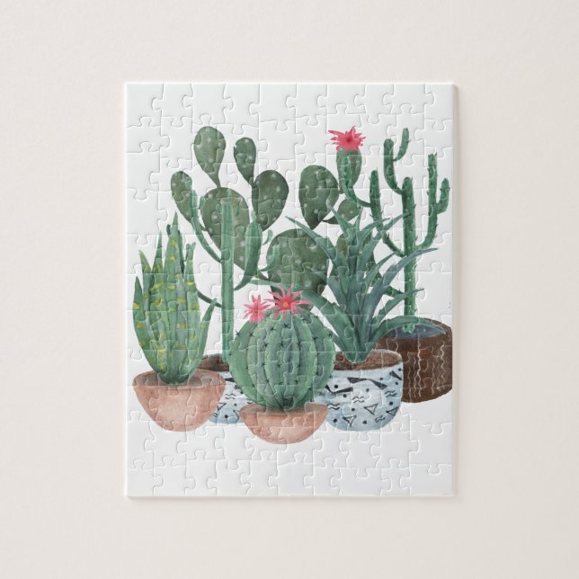 Puzzle Cactus aquarelle. (Vertical)