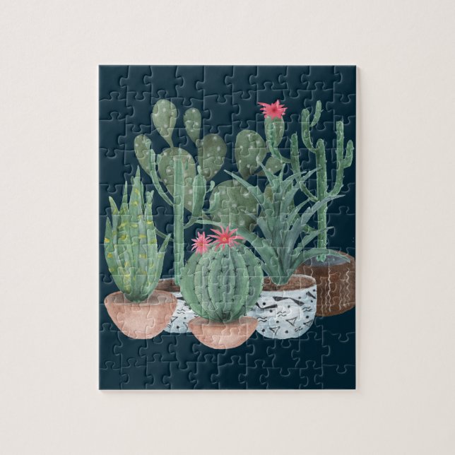 Puzzle Cactus aquarelle. (Vertical)