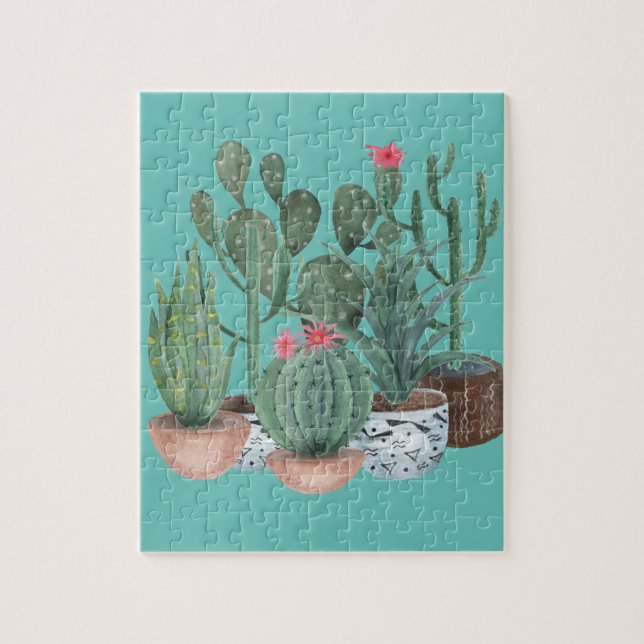 Puzzle Cactus aquarelle. (Vertical)