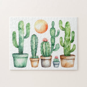 Puzzle Cactus Cactées Désert Succulente Aquarelle Moderne