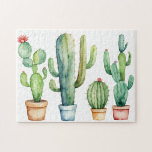 Puzzle Cactus Cactées Succulente Désert Aquarelle Moderne