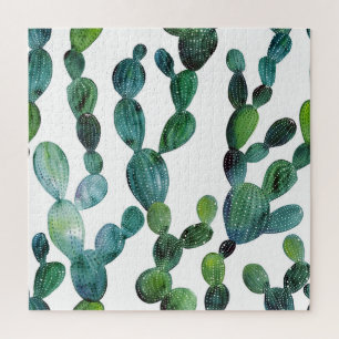 Puzzle Cactus Craze : Tendance de l'aquarelle tropicale