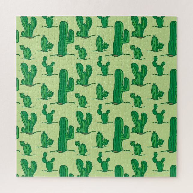 Puzzle Cactus dessinés à la main : motif sans soudure. (Vertical)