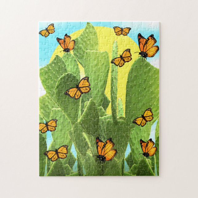 Puzzle Cactus et papillons fantaisistes (Vertical)