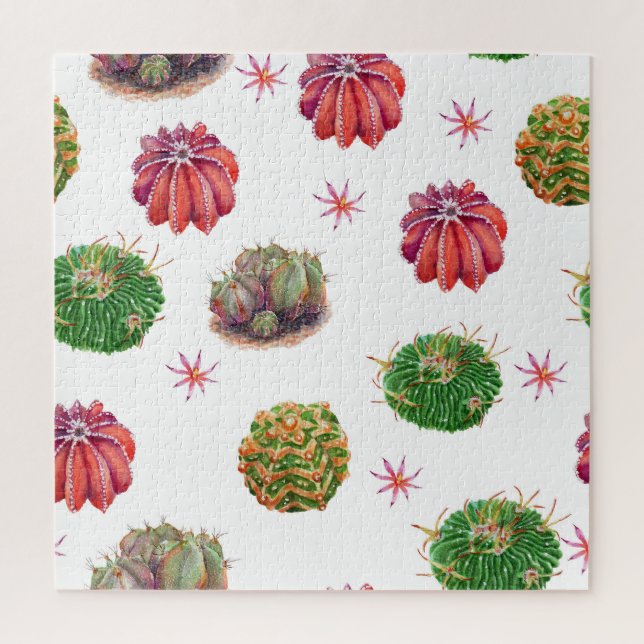 Puzzle Cactus Floral : Arrière - plan aquarelle (Vertical)