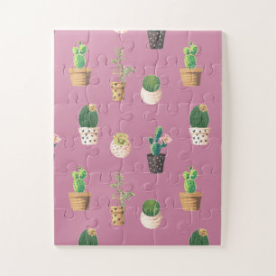 Puzzle Cactus Succulents à Dessrt Vert dans les pots