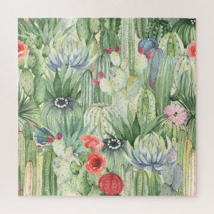 Puzzle Cactus, succulents : aquarelle florale imprimé.