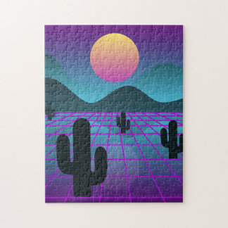 Puzzle Cactus Vaporwave coloré "Désert numérique"