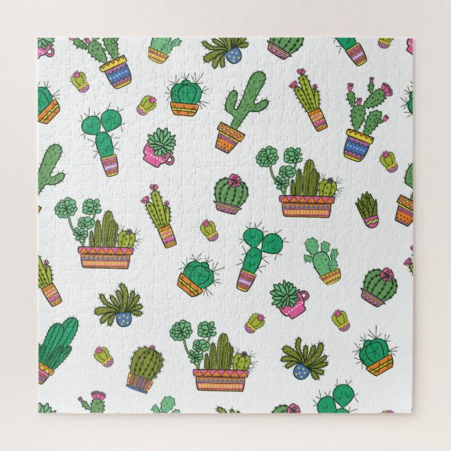 Puzzle Cactus vintages : Design Motif sans couture. (Vertical)