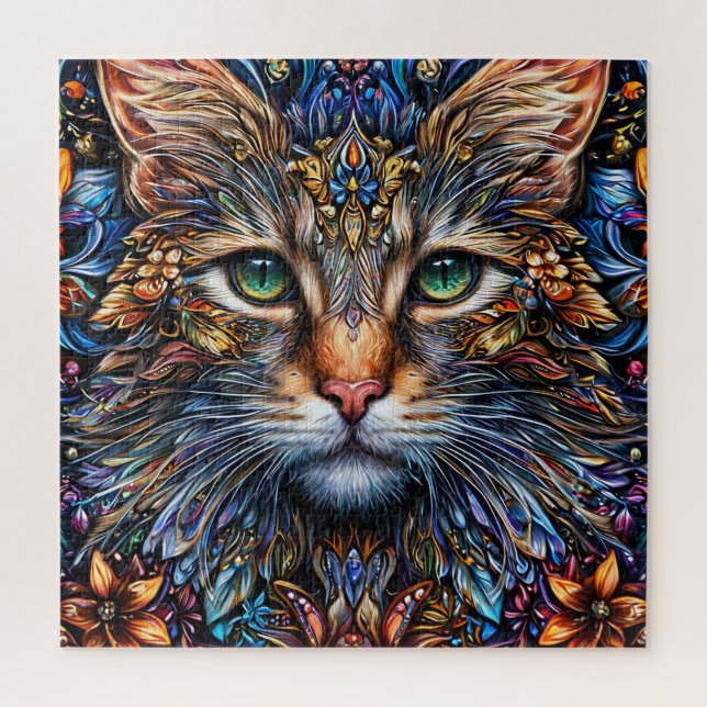 Puzzle Cadeau Abstrait Maine Coon Pour Amateurs de Chats (Vertical)