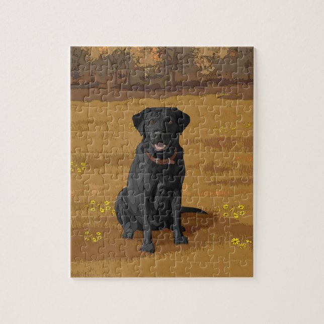 Puzzle Cadeau Amoureux des chiens Black Labrador Retrieve (Vertical)