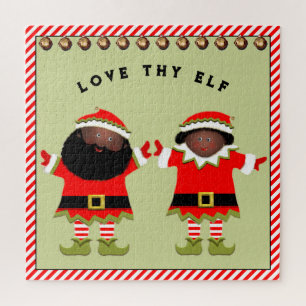 Puzzle Cadeau de couple d'elfes de Noël