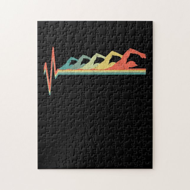 Puzzle Cadeau de natation Heartbeat Premium (Vertical)