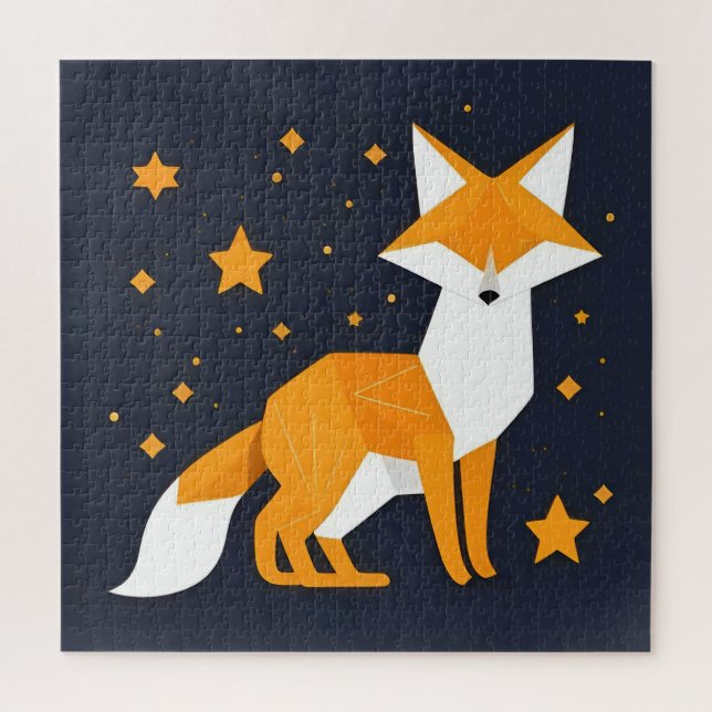 Puzzle Cadeau de renard géométrique pour amateurs d'anima (Vertical)