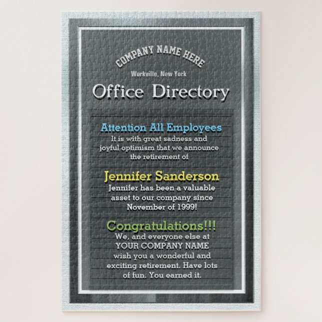 Puzzle Cadeau de retraite personnalisé (Vertical)