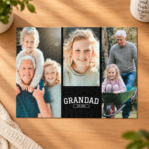 Puzzle Cadeau de script de collage photo 3 Papy établi