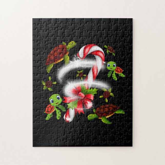 Puzzle Cadeau de tortue | Turtle Candy Sweet Christmas (Vertical)