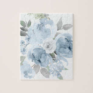 Puzzle Cadeau Demoiselle d'Honneur Bouquet Floral Bleu Po