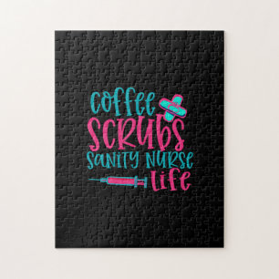 Puzzle Cadeau infirmière Coffee Scrubs Sanity Nurity Li
