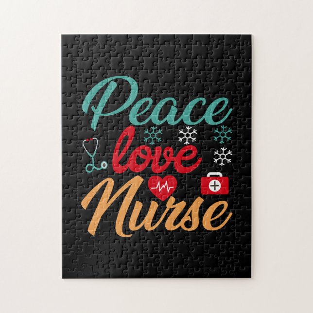 Puzzle Cadeau infirmière | Infirmière Peace Love (Vertical)