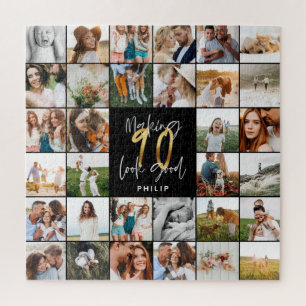 Puzzle Cadeau moderne 90e anniversaire multi photo script