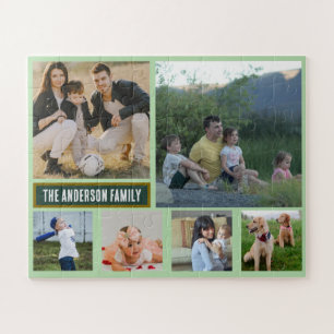 Puzzle Cadeau personnalisé avec 6 photos et nom de famill