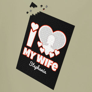 Puzzle Cadeau personnalisé J'aime ma femme – Ajouter nom