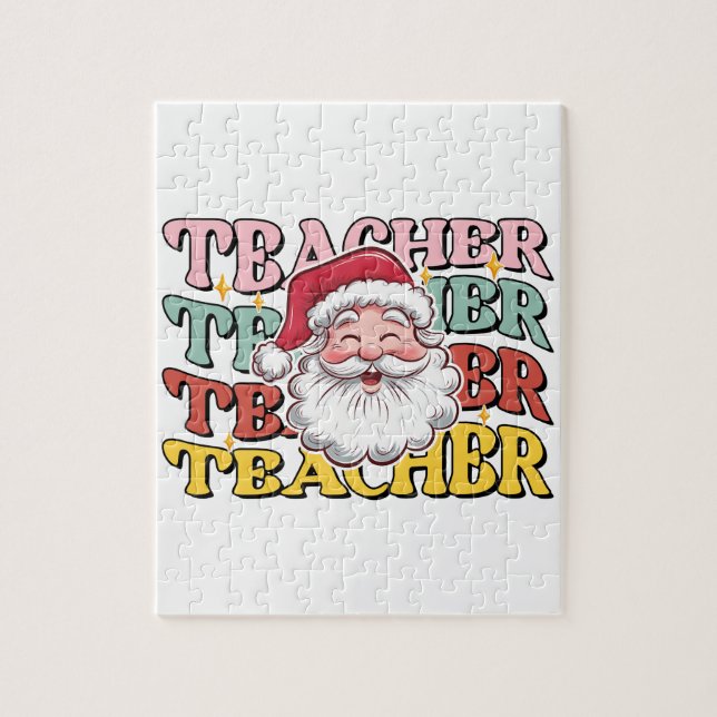 Puzzle Cadeau pour Enseignant | Père Noël Enseignant (Vertical)