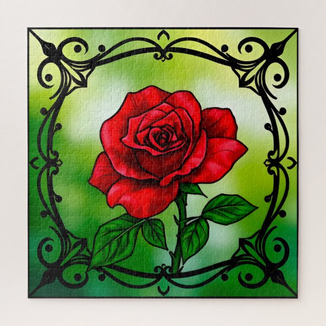 Puzzle 🌹 Cadeau Rose Rouge Pour Les Amateurs De Fleurs  (Vertical)