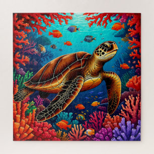 Puzzle Cadeau Tortue de Mer Récif Corallien pour les Amat