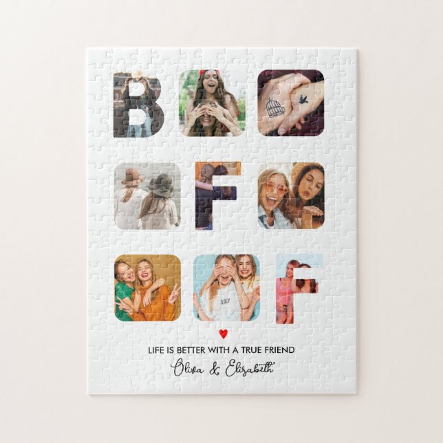 Puzzle Cadeaux BFF personnalisés Photo Collage Bestie (Vertical)
