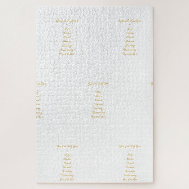 Puzzle Cadeaux de l'Esprit Saint en 3D Look Script doré (Vertical)