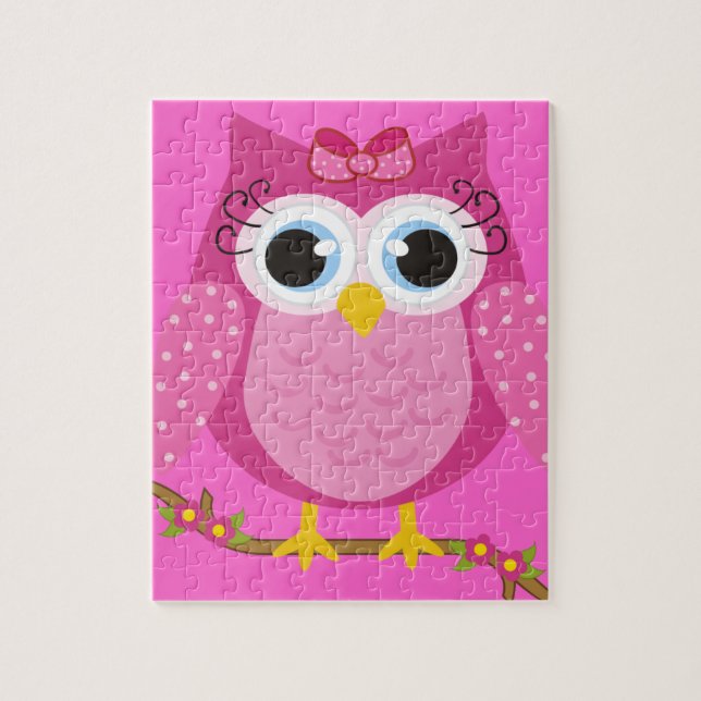 Puzzle Cadeaux design de Chouette rose (Vertical)