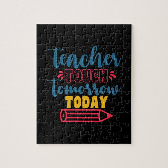Puzzle Cadeaux Enseignant | Enseignant Touche Demain Aujo (Vertical)