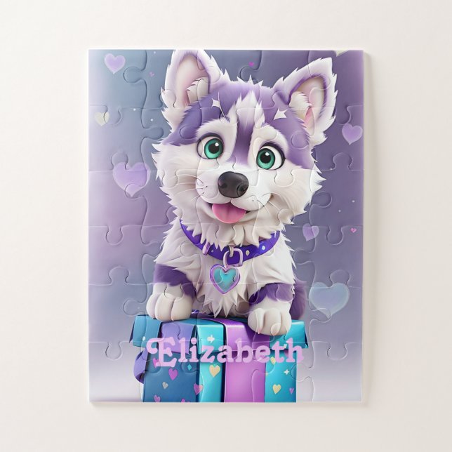 Puzzle Cadeaux formidables Le chiot Husky célèbre (Vertical)