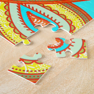 Puzzle Cadeaux Modernes Jaune Orange Aqua Menthe Paisley