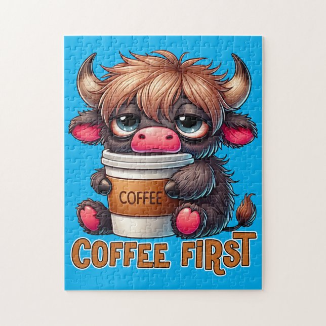 Puzzle Cadeaux pour amateurs de café en premier  (Vertical)
