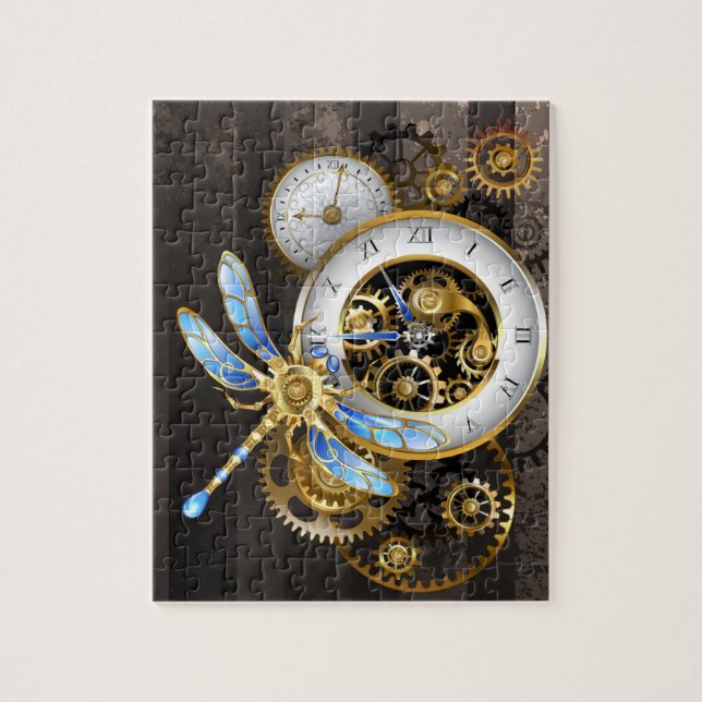 Puzzle Cadran Steampunk avec libellule (Vertical)