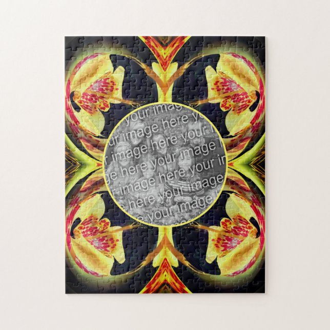 Puzzle Cadre Abstrait Lily Floral Créez votre propre phot (Vertical)