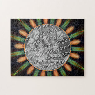 Puzzle Cadre Abstrait Orange Et Vert Ajouter Votre Photo