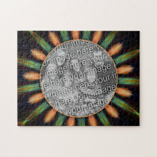 Puzzle Cadre Abstrait Orange Et Vert Ajouter Votre Photo