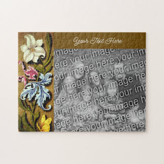 Puzzle Cadre de bordure florale Personnalisé Ajouter votr