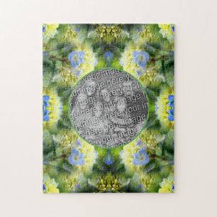 Puzzle Cadre de fleurs Blue Hydrangea Créez votre propre