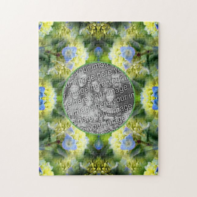 Puzzle Cadre de fleurs Blue Hydrangea Créez votre propre  (Vertical)