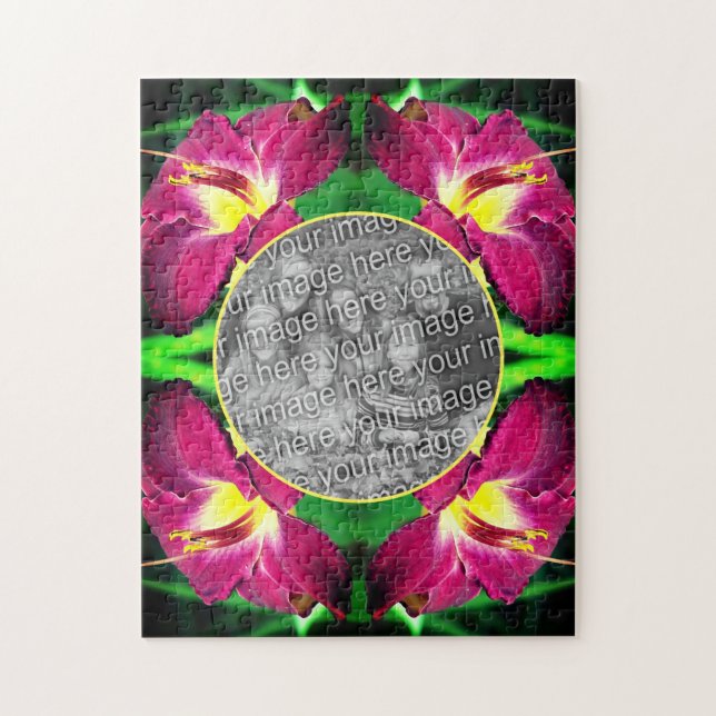 Puzzle Cadre de fleurs journalières Créez votre propre ph (Vertical)