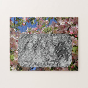 Puzzle Cadre de fleurs roses Créez votre propre photo